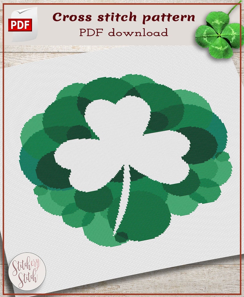 Shamrock Cross Stitch Pattern Clover Cross Stitch Chart St - Etsy UK