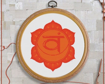 Second chakra cross stitch pattern PDF | 2nd chakra cross stitch chart | Instant download