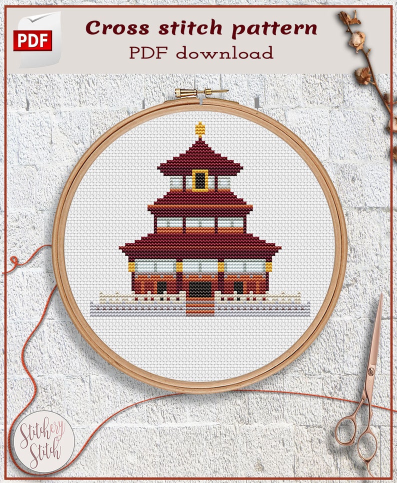 Wong Tai Sin Temple Cross Stitch Pattern Hong Kong Cross Etsy