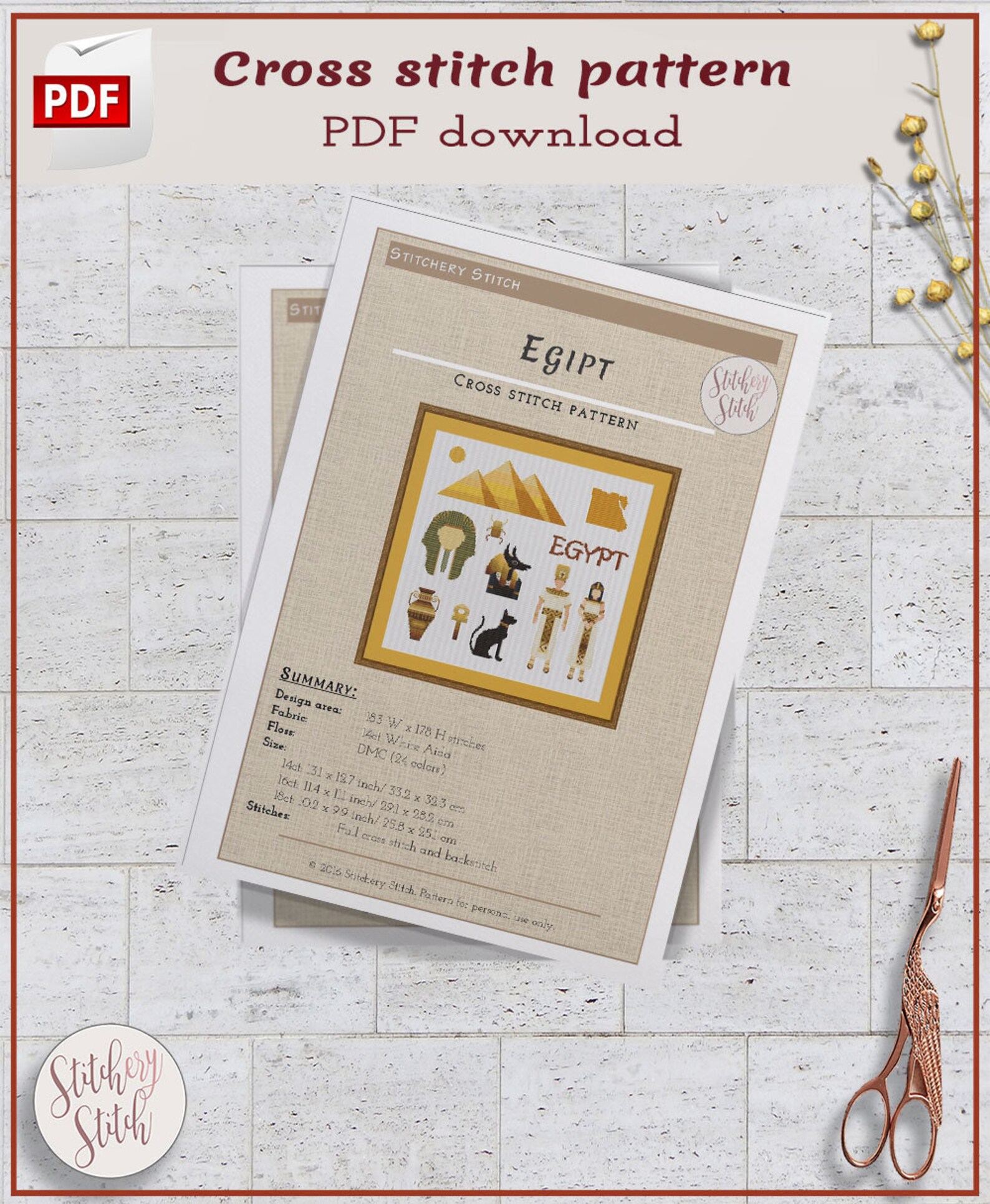 Egypt Cross Stitch Pattern Egyptian Cross Stitch Chart Etsy