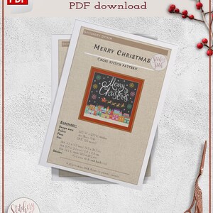 Festive cross stitch pattern, Xmas cross stitch pattern image 3