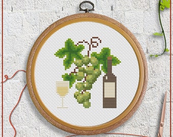 Wine cross stitch pattern by Stitchery Stitch