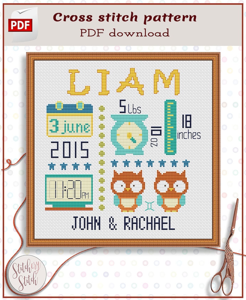 Girl Birth Announcement Cross Stitch at Carr blog