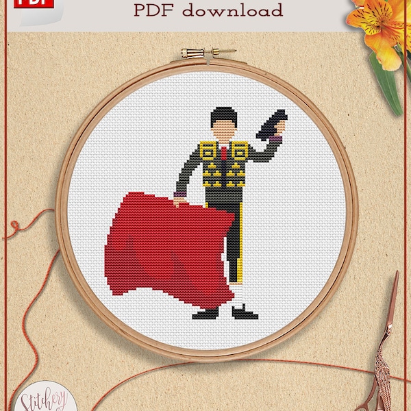 Torero cross stitch pattern | Corrida cross stitch chart | Toreador cross stitch design | Spain cross stitch PDF