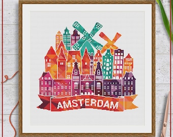 Amsterdam cross stitch PDF by Stitchery Stitch