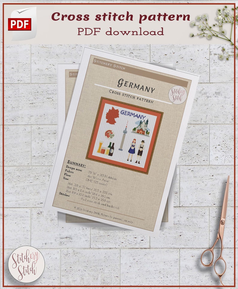 Germany Cross Stitch Pattern German Cross Stitch Chart Etsy