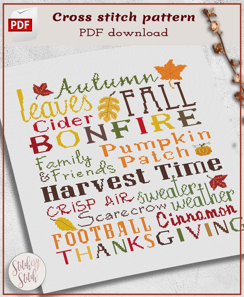 Autumn Cross Stitch Pattern Fall Cross Stitch Chart - Etsy