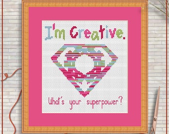 Creative cross stitch pattern | Funny cross stitch chart | DMC coloris pattern | Contemporary cross stitch PDF