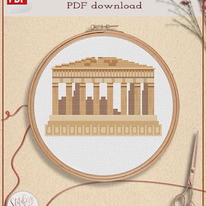 Parthenon cross stitch pattern | Acropolis cross stitch chart | Greece cross stitch design | Small cross stitch PDF