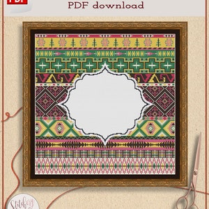 Modern folk cross stitch pattern by Stitchery Stitch image 3