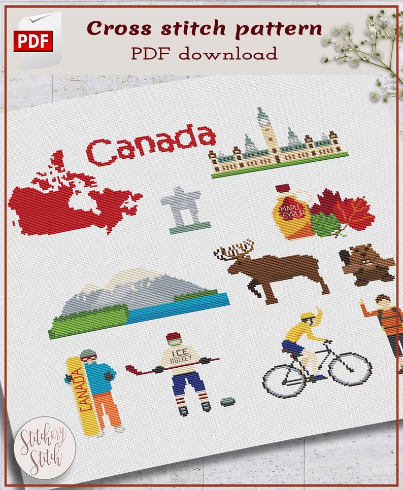 Canada Cross Stitch Pattern Canadian Cross Stitch Chart Etsy