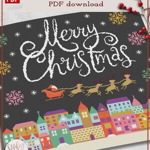 Festive cross stitch pattern, Xmas cross stitch pattern image 2