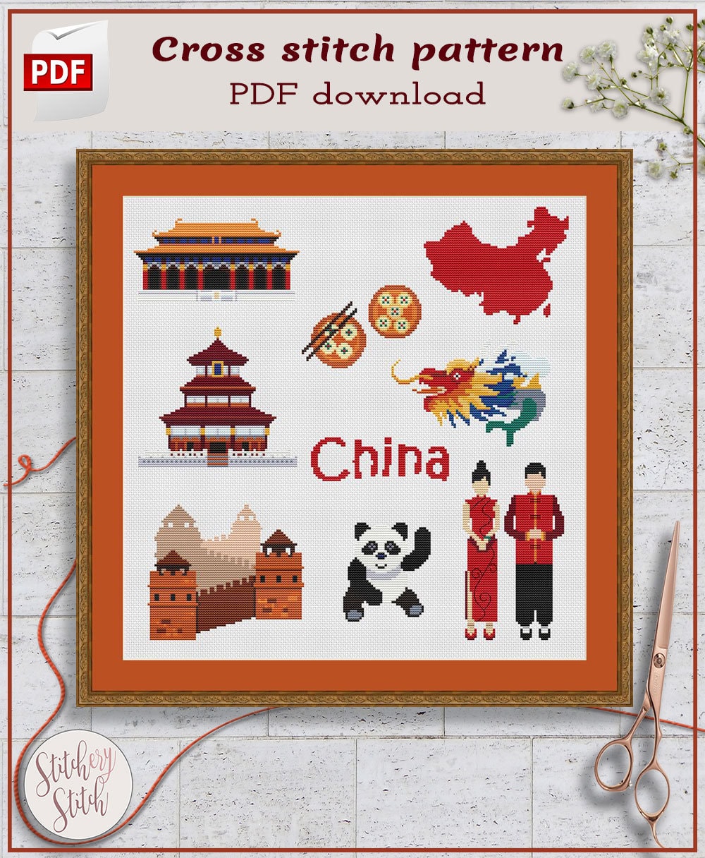 China Cross Stitch Pattern Chinese Cross Stitch Chart Etsy