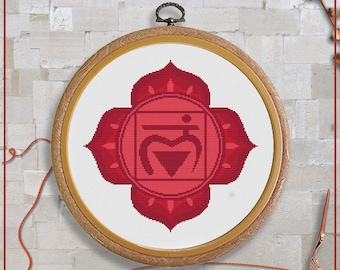 Patrón de punto de cruz del chakra raíz / Diseño Muladhara (PDF)