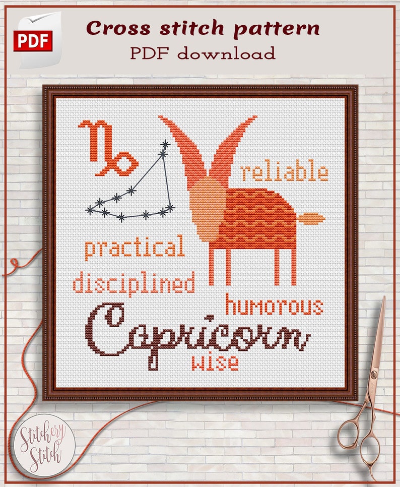 Capricorn cross stitch pattern by Stitchery Stitch 4 palettes image 3