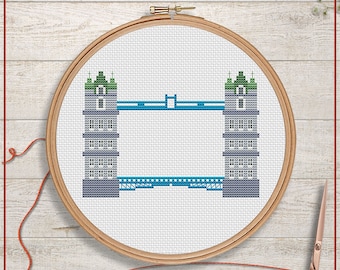 Tower bridge cross stitch pattern | London cross stitch chart | England cross stitch design | Easy cross stitch PDF