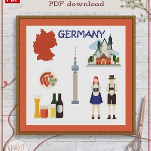 Germany cross stitch pattern, German cross stitch chart