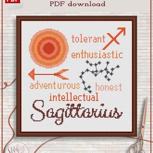 Sagittarius cross stitch pattern by Stitchery Stitch - 4 palettes