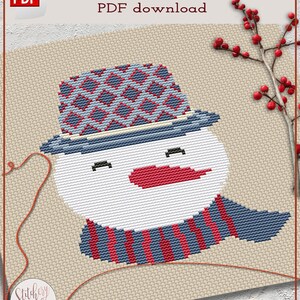 Easy Christmas Snowman cross stitch pattern image 2