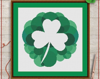 Patrón de punto de cruz de trébol / Trébol del Día de San Patricio (PDF)