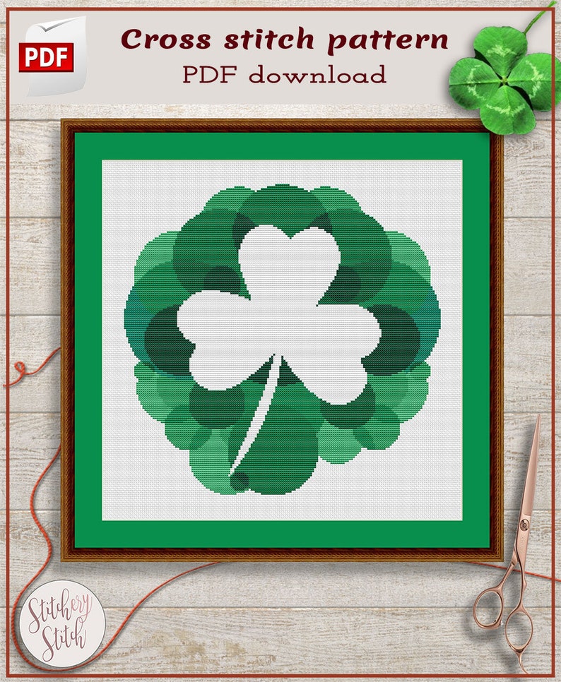 Shamrock Cross Stitch Pattern Clover Cross Stitch Chart St - Etsy UK