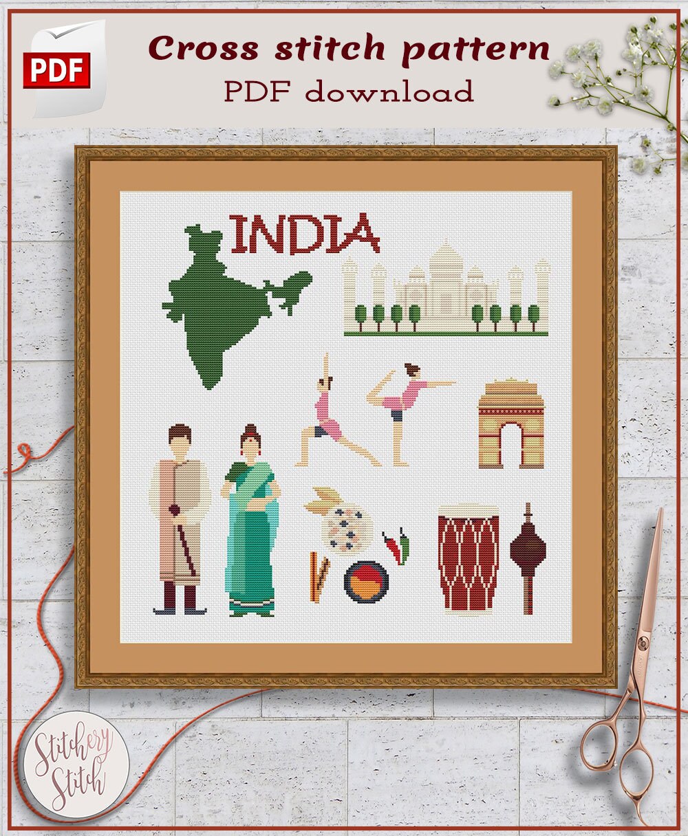 India Cross Stitch Pattern Indian Cross Stitch Chart Etsy
