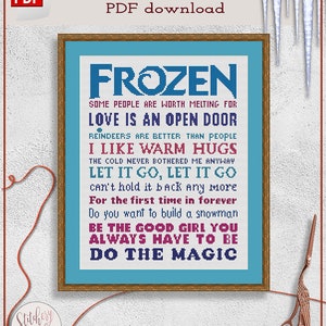 Frozen cross stitch pattern Let it go cross stitch chart Subversive cross stitch design Modern cross stitch pattern PDF image 1