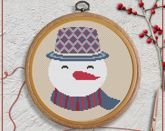 Easy Christmas Snowman cross stitch pattern