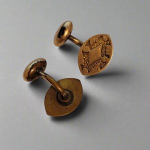 Antique 1900s Engraved Gold Tone Cufflinks