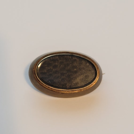 Antique Victorian Mourning Oval Brooch - image 1
