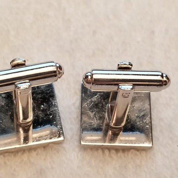 Vintage Silver Tone Square Leaf Cufflinks – Class… - image 7