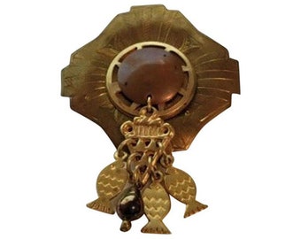 Modern Style Brass And Steal Brooch #135