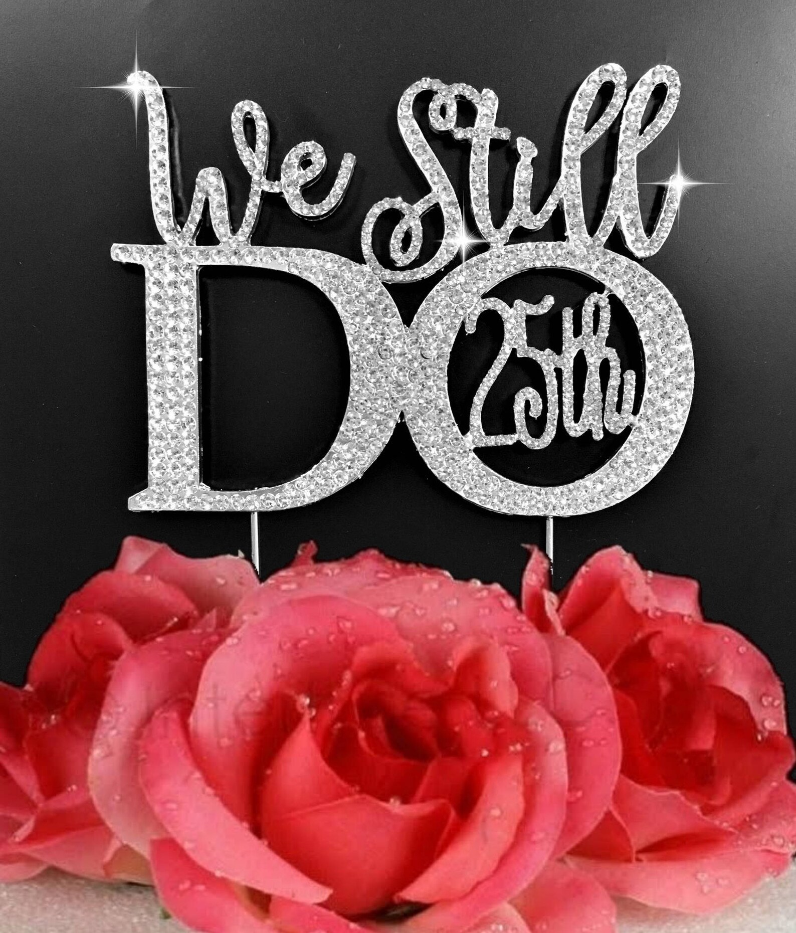 Crystal rhinestone cake topper 10th 20th 25th 40th 50th Etsy