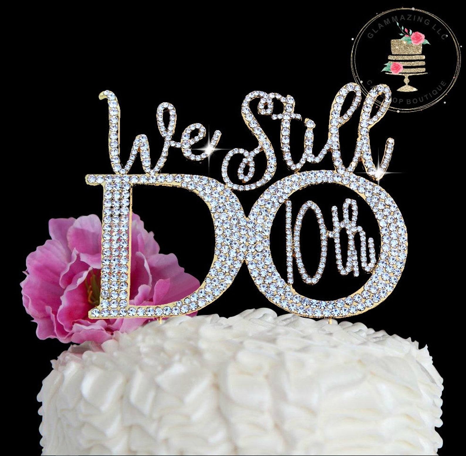 Rhinestone Cake Topper. 10th Anniversary cake decoration. We Etsy