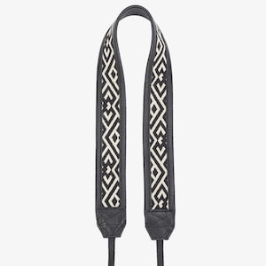 Adjustable Leather and Ethnic Fabric Camera Strap with Universal Attachment - DSLR, Canon, Nikon, Sony, Fujifilm, and More - BRONKEY