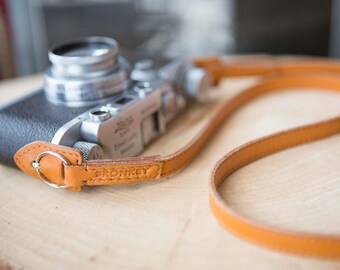 Bronkey - Rome #1 - Tanned color - Leather Camera Strap: Mirrorless, Nikon, Leica, Fuji, 35mm, old cameras, DSLR, vintage & more.