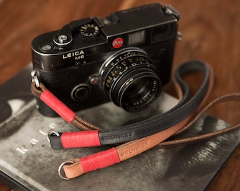 BRONKEY - Leather Camera wrist Strap for compact and mirrorless cameras like Nikon, Canon, Leica, Fuji, Sony, Olympus, Pentax, fujifilm ...