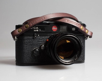 BRONKEY - Leather Camera Strap for compact and mirrorless cameras like Nikon, Canon, Leica, Fuji, Sony, Olympus, Pentax, fujifilm, vintage