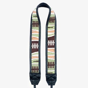 Adjustable Leather and Ethnic Fabric Camera Strap with Universal Attachment - DSLR, Canon, Nikon, Sony, Fujifilm, and More - BRONKEY