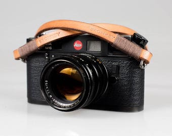 BRONKEY - Leather Camera Strap for compact & mirrorless cameras like Nikon, Canon, Leica, Fuji, Sony, Olympus, Pentax, fujifilm, vintage,