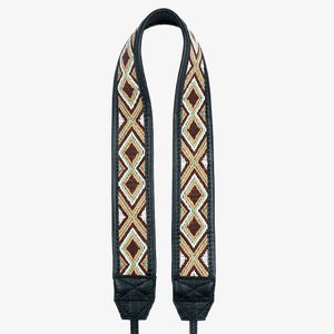 Adjustable Leather and Ethnic Fabric Camera Strap with Universal Attachment - DSLR, Canon, Nikon, Sony, Fujifilm, and More - BRONKEY