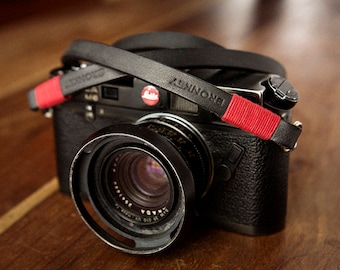 BRONKEY - Leather Camera Strap for compact and mirrorless cameras like Nikon, Canon, Leica, Fuji, Sony, Olympus, Pentax, fujifilm, vintage