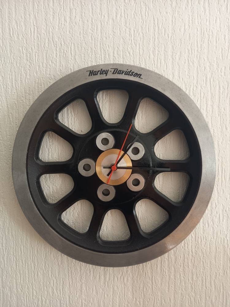 Couronne Harley Davidson Dyna en Horloge | Décoration Industrielle Garage Moteur Biker Moto