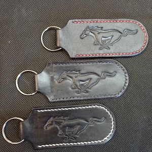 Pony Mustang handmade leather key ring