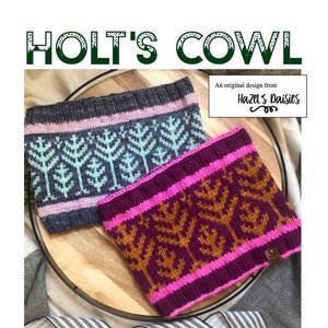 Holt&#39;s Cowl Knitting Pattern | PDF Digital Download | Adult Light Worsted and Bulky Options | Tree Pattern |