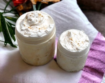 Cashmere Cream Body Icing- Body Butter - Body Glaze - Olive Oil, African Shea Butter, Castor Oil 4 oz 8oz