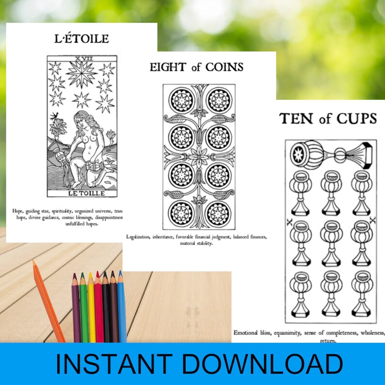 Download Tarot Coloring Book Printable Tarot Coloring Book with | Etsy