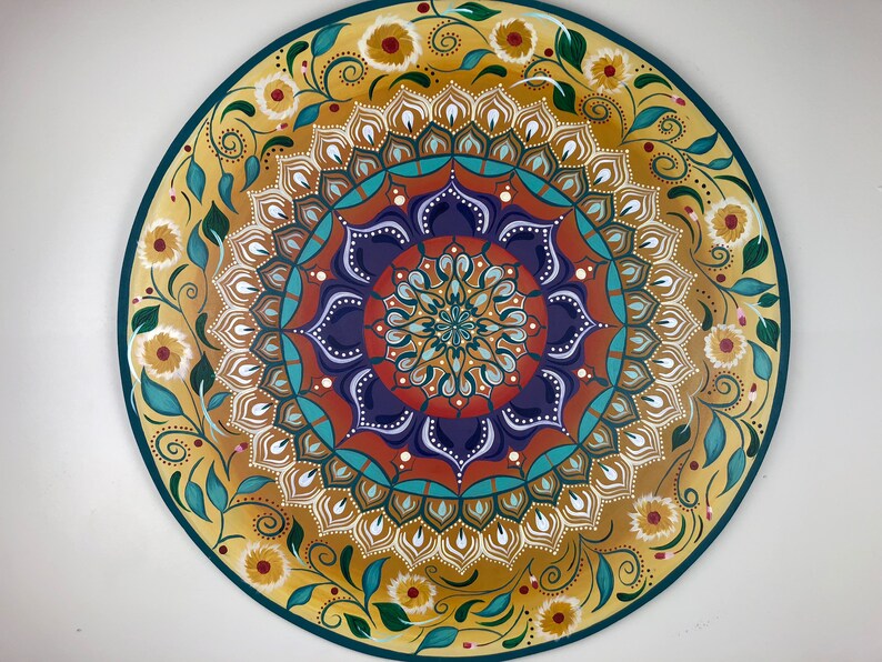 Peinture Acrylique Sur Bois Peinture Mandala Tenture Murale Etsy