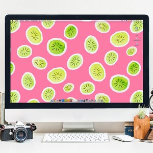 Watercolor Kiwi Desktop Wallpaper - INSTANT DOWNLOAD - Zoom Background for Video Call
