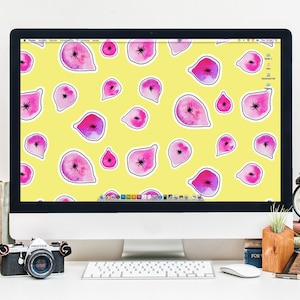 Watercolor Figs Desktop Wallpaper - INSTANT DOWNLOAD - Zoom Background for Video Call